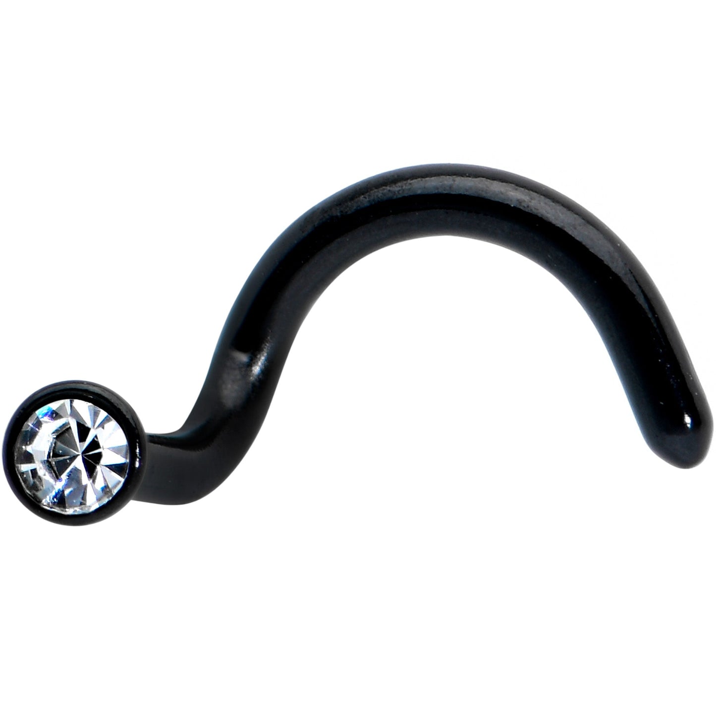 18G 1/4 Clear Gem Black 2mm End Left Nose Screw