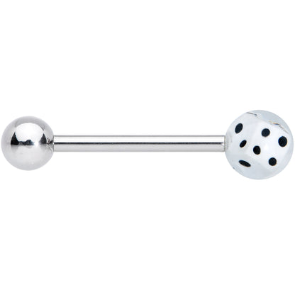 White Dice Barbell Tongue Ring