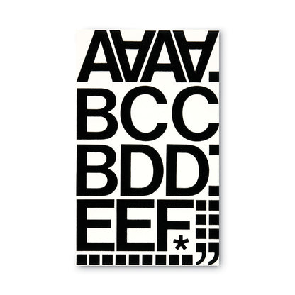 Chartpak Press-On Vinyl Letters and Numbers, Self Adhesive, Black, 2"h, 77/Pack