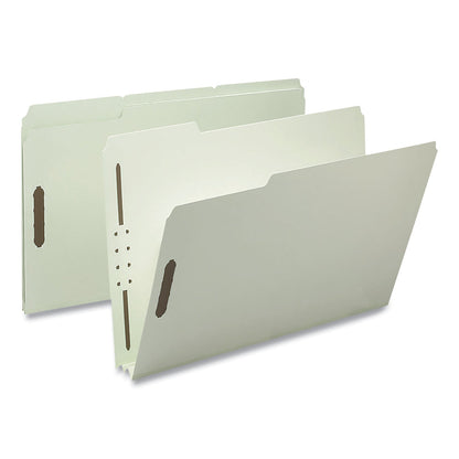 Smead 100% Recycled Pressboard Fastener Folders, Legal Size, 3" Expansion, Gray-Green, 25/Box