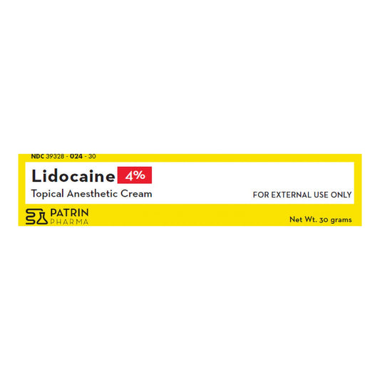 Patrin Pharma 4% Lidocaine Topical Anesthetic Cream 39328002430