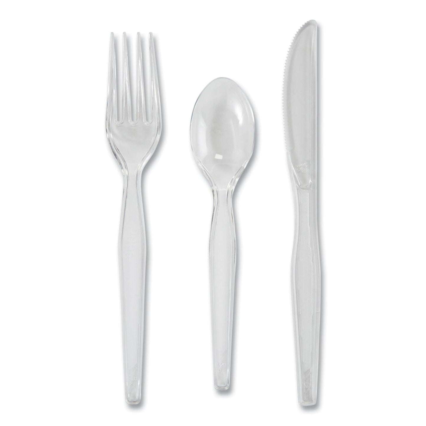 Dixie Heavyweight Polystyrene Cutlery, Clear, Knives/Spoons/Forks, 180/Pack, 10 Packs/Carton