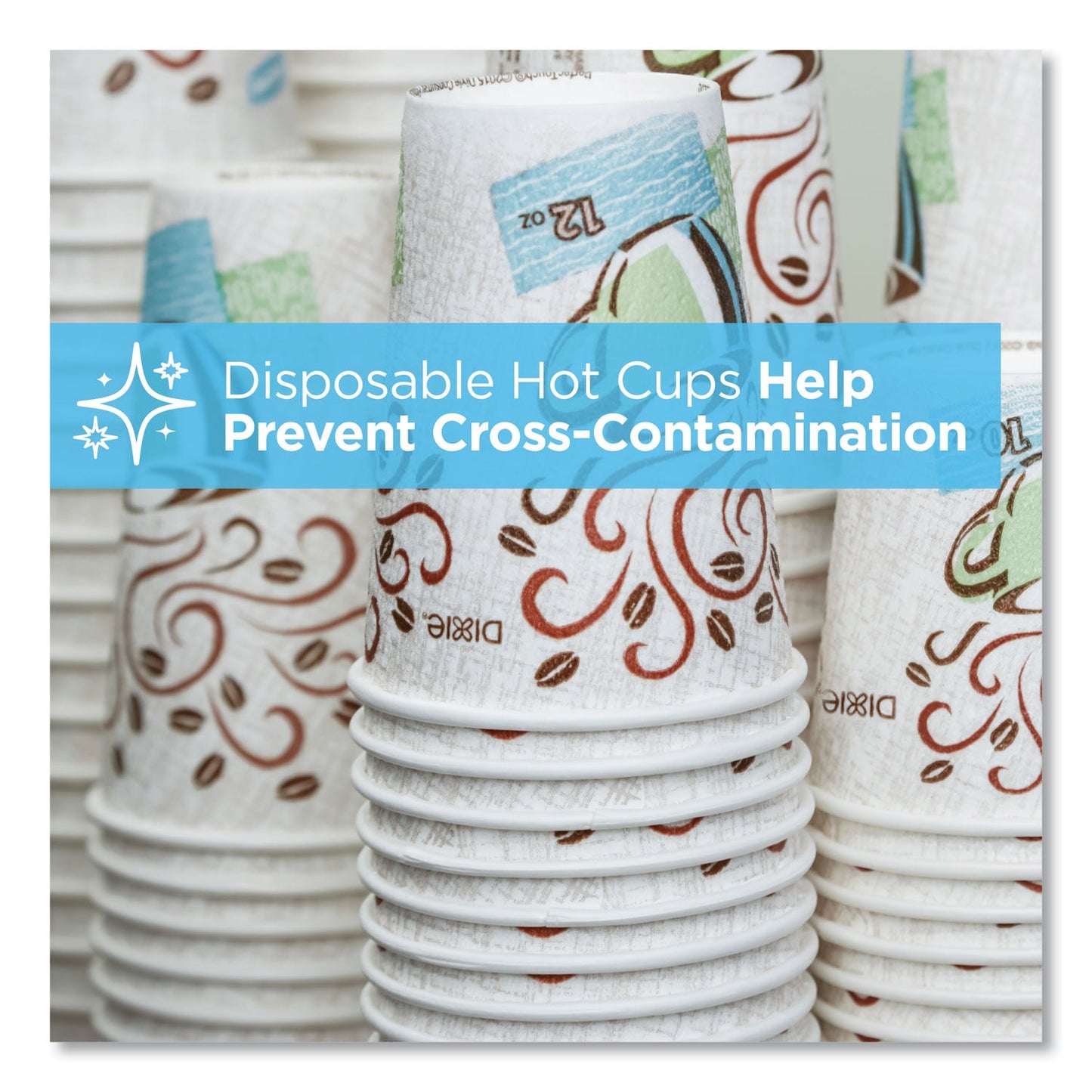 Dixie PerfecTouch Paper Hot Cups, 20 oz, Coffee Haze Design, 25/Sleeve, 20 Sleeves/Carton