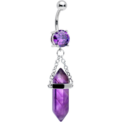 Purple Amethyst Stone Stone Hippie Dangle Belly Ring