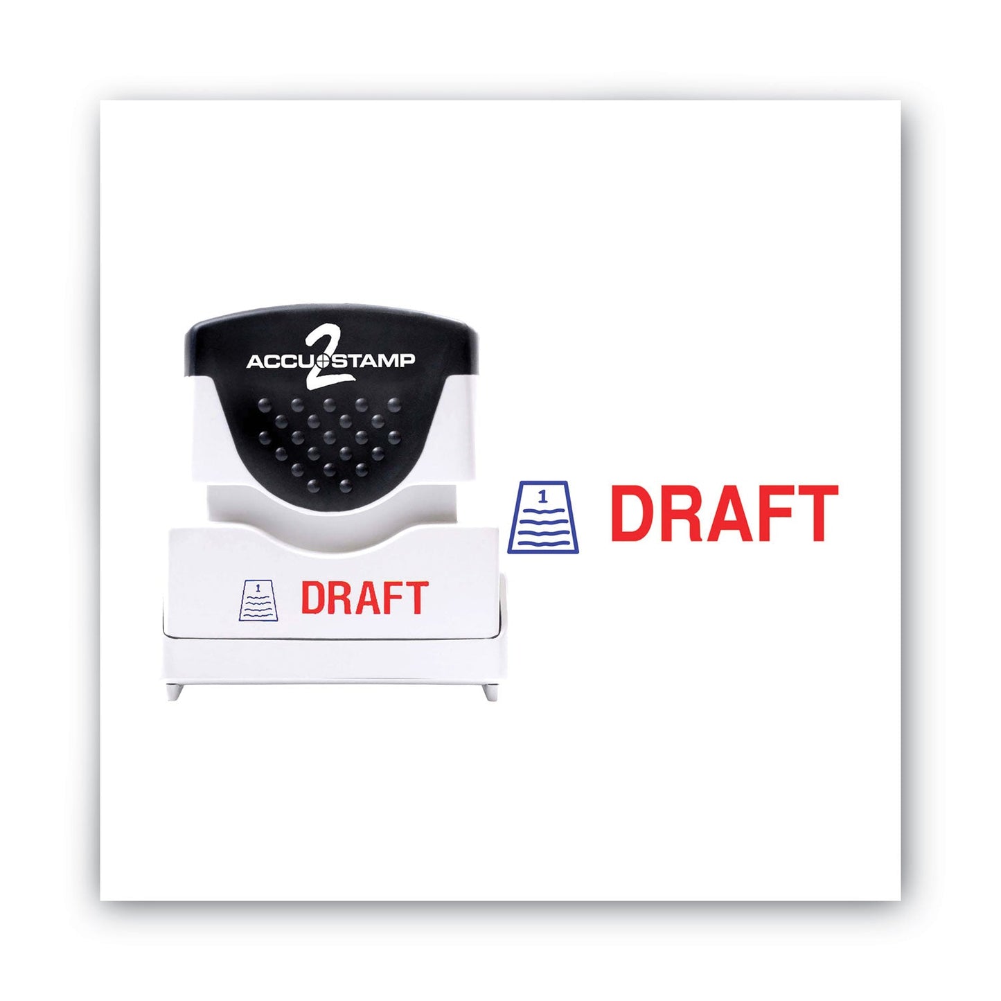 ACCUSTAMP2 Pre-Inked Shutter Stamp, Red/Blue, DRAFT, 1.63 x 0.5