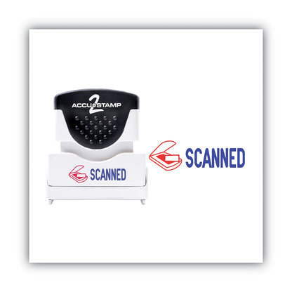 ACCUSTAMP2 Pre-Inked Shutter Stamp, Red/Blue, SCANNED, 1.63 x 0.5