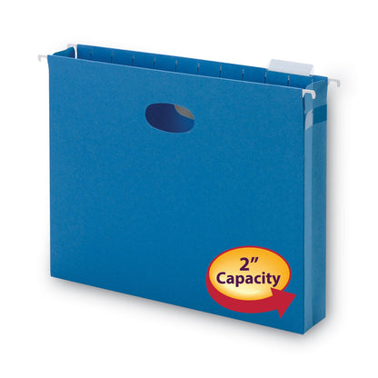 Smead Hanging Pockets with Full-Height Gusset, 1 Section, 2" Capacity, Letter Size, 1/5-Cut Tabs, Sky Blue, 25/Box