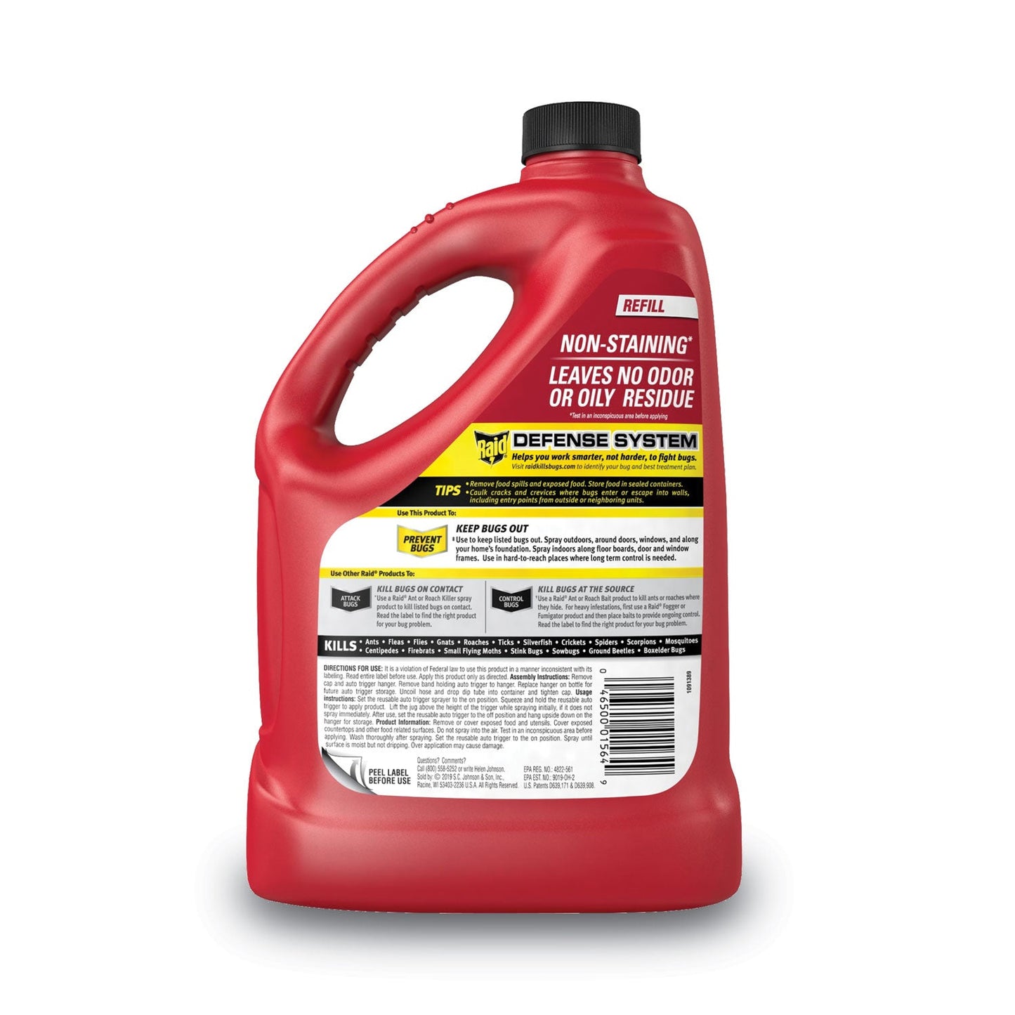 Raid MAX Perimeter Protection, 128 oz Bottle Refill, 4/Carton