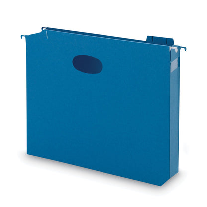Smead Hanging Pockets with Full-Height Gusset, 1 Section, 3" Capacity, Letter Size, 1/5-Cut Tabs, Sky Blue, 25/Box