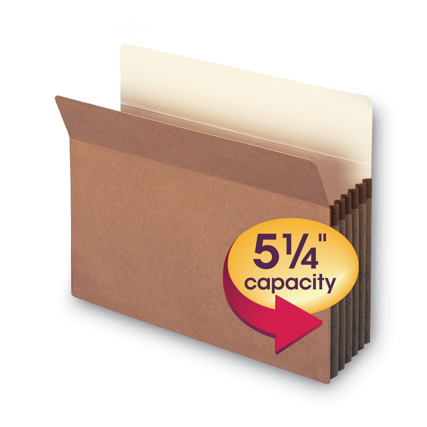 Smead Redrope Drop Front File Pockets, 5.25" Expansion, Letter Size, Redrope, 10/Box
