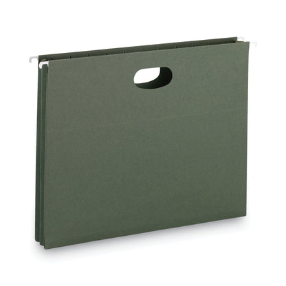 Smead Hanging Pockets with Full-Height Gusset, 1 Section, 1.75" Capacity, Letter Size, Straight Tabs, Standard Green, 25/Box