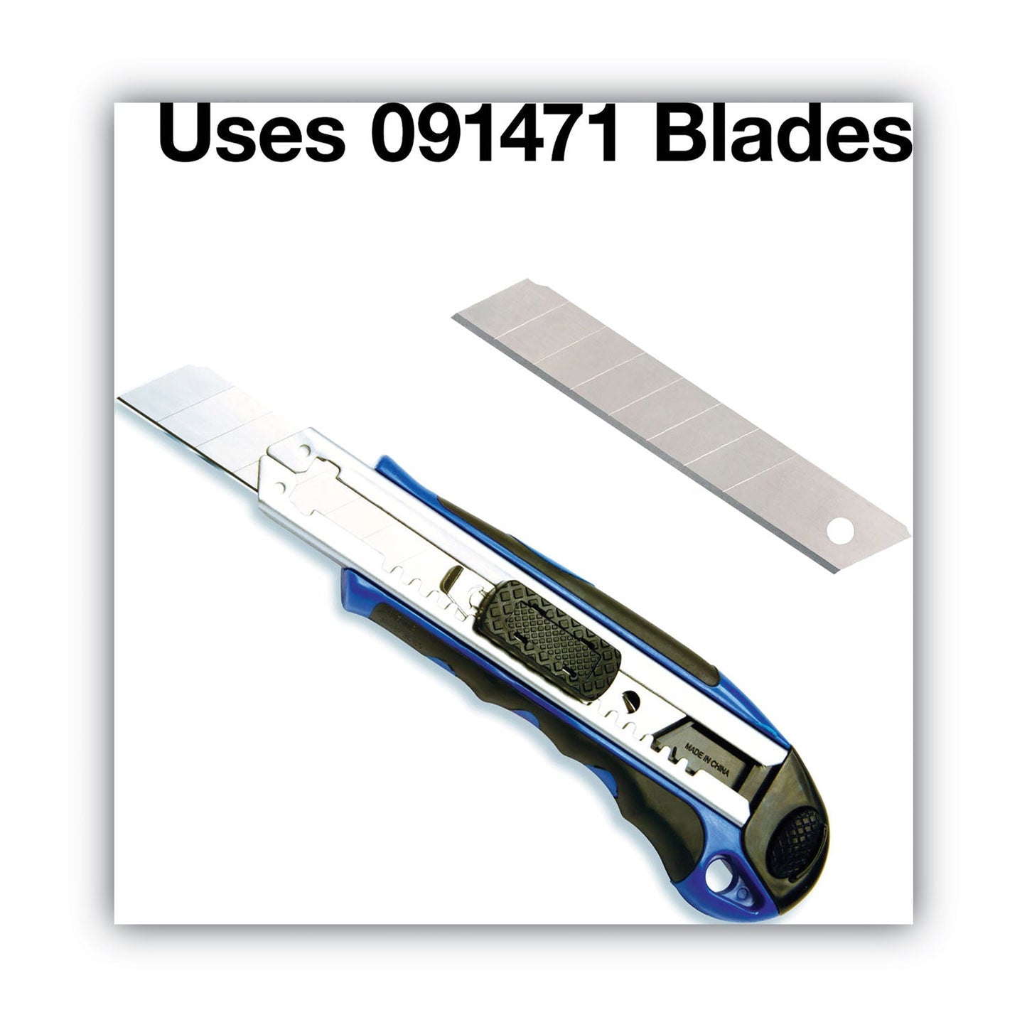 COSCO Heavy-Duty Snap Blade Utility Knife, Four 8-Point Blades, Retractable 4" Blade, 5.5" Plastic/Rubber Handle, Blue