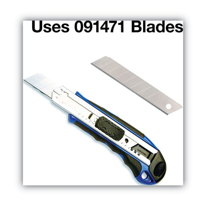 COSCO Heavy-Duty Snap Blade Utility Knife, Four 8-Point Blades, Retractable 4" Blade, 5.5" Plastic/Rubber Handle, Blue