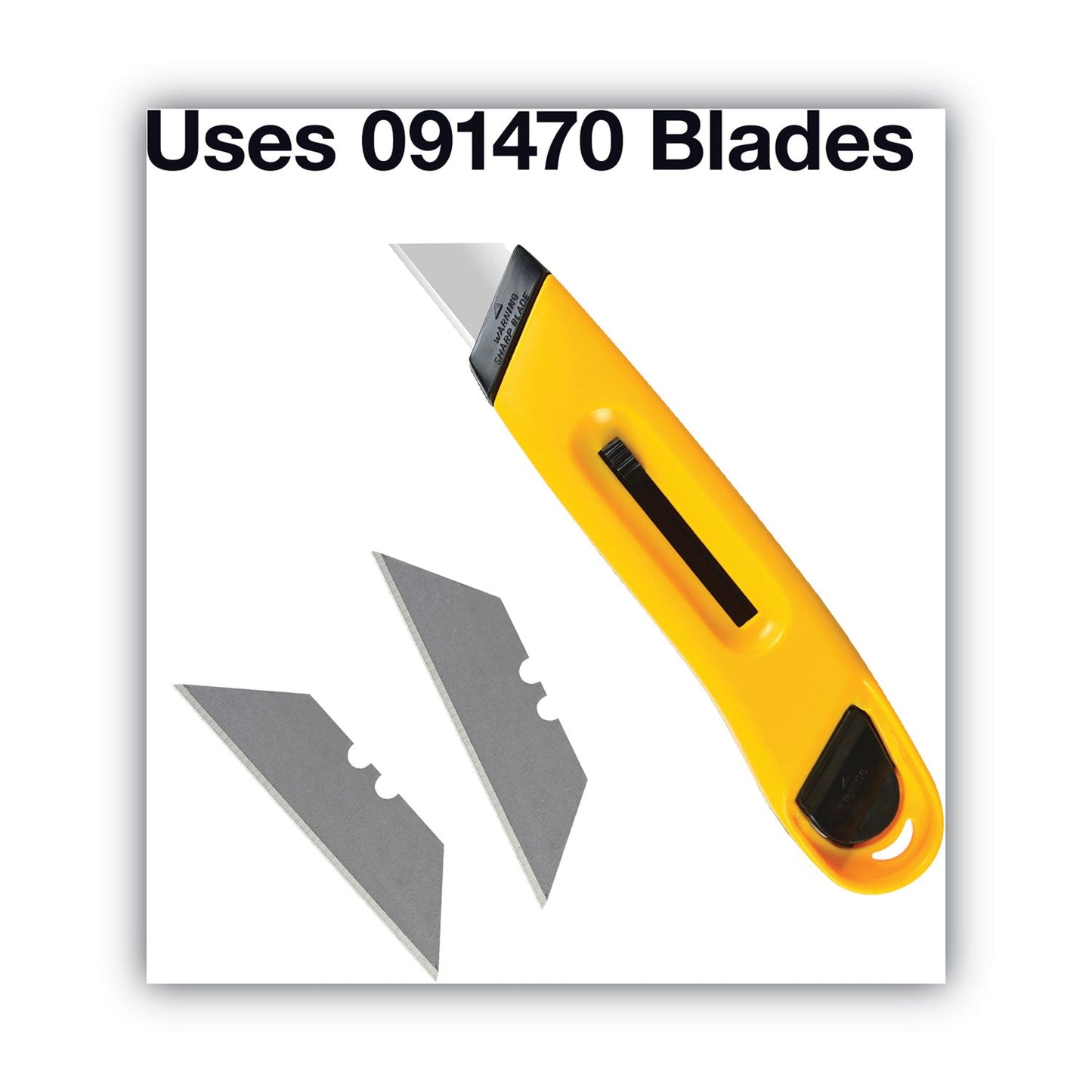 COSCO Plastic Utility Knife with Retractable Blade and Snap Closure, 6" Plastic Handle, Yellow