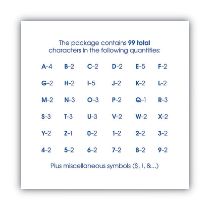 COSCO Letters, Numbers and Symbols, Self Adhesive, Black, 2"h, 84 Characters