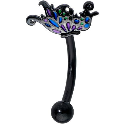 16G 5/16 Black Fantasy Faerie Wings Curved Eyebrow Ring