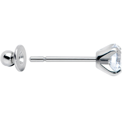 Clear CZ Gem 5mm G23 Titanium Post Stud Earrings
