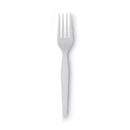 Dixie Plastic Cutlery, Heavyweight Forks, White, 1,000/Carton