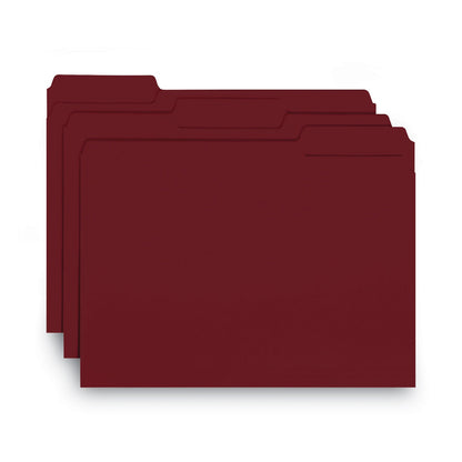Smead Interior File Folders, 1/3-Cut Tabs: Assorted, Letter Size, 0.75" Expansion, Maroon, 100/Box