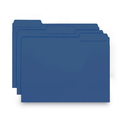 Smead Interior File Folders, 1/3-Cut Tabs: Assorted, Letter Size, 0.75" Expansion, Navy Blue, 100/Box