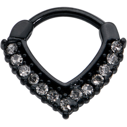 16G 5/16 Clear CZ Gem Black Classic Chevron Cartilage Clicker