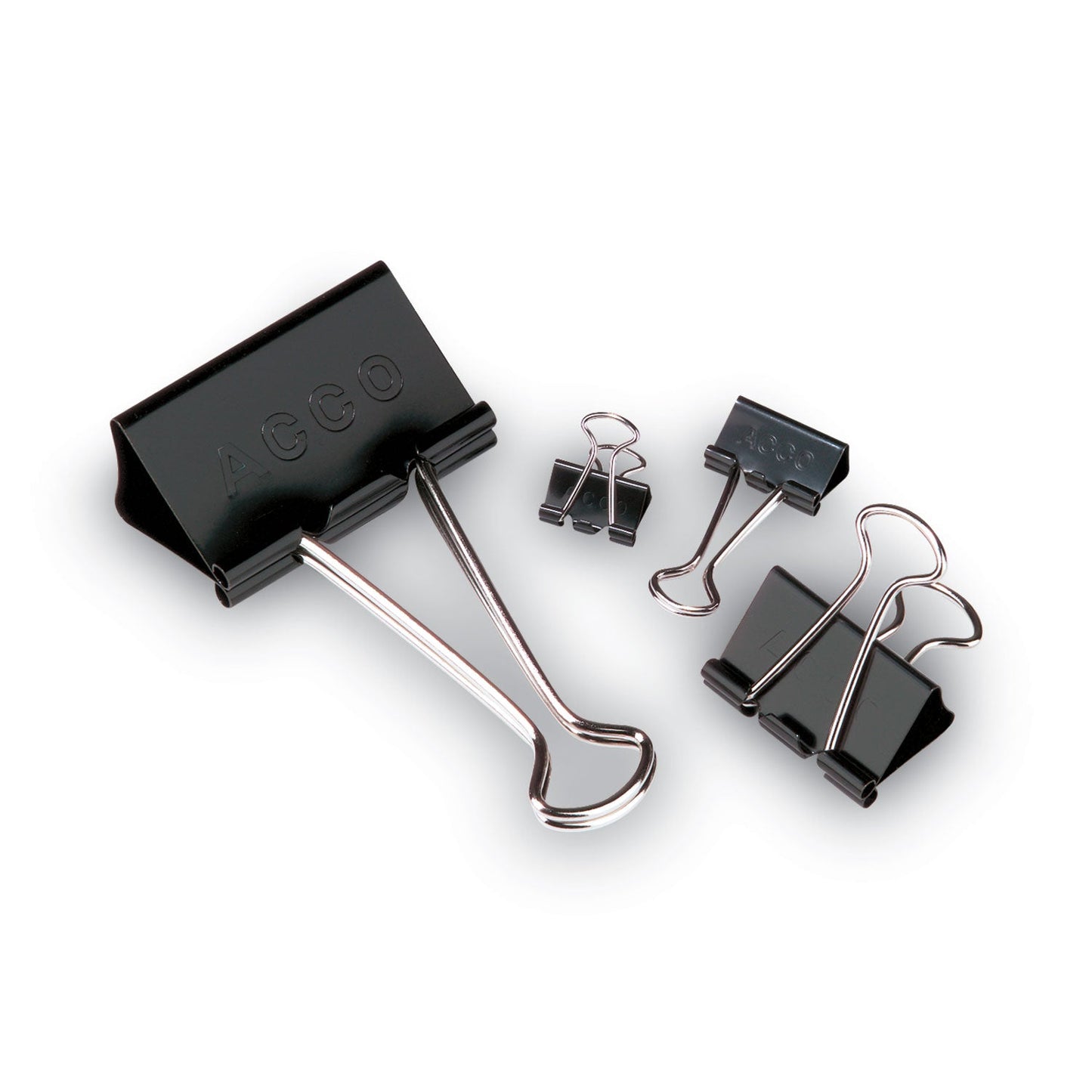 ACCO Binder Clips, Large, Black/Silver, Dozen