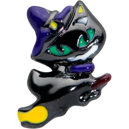 20G 1/4 Witch Flying Cat Halloween Nose Bone