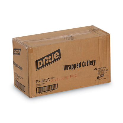 Dixie Individually Wrapped Heavyweight Forks, Polypropylene, Black, 1,000/Carton