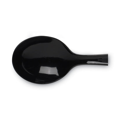 Dixie Plastic Cutlery, Heavyweight Soup Spoons, 5 3/4", Black, 1,000/Carton