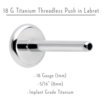 18G 5/16 G23 Titanium Threadless Post Only Labret Tragus Nose