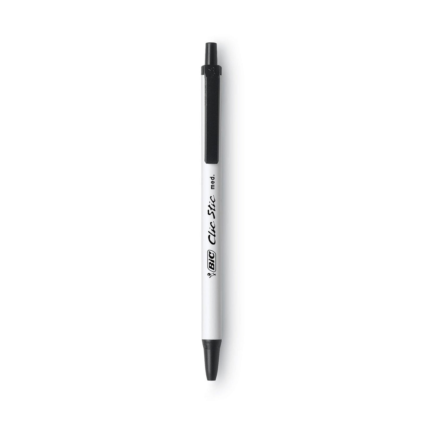 BIC Clic Stic Ballpoint Pen Value Pack, Retractable, Medium 1 mm, Black Ink, White Barrel, 24/Pack