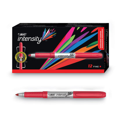 BIC Intensity Fine Tip Permanent Marker, Fine Bullet Tip, Rambunctious Red, Dozen