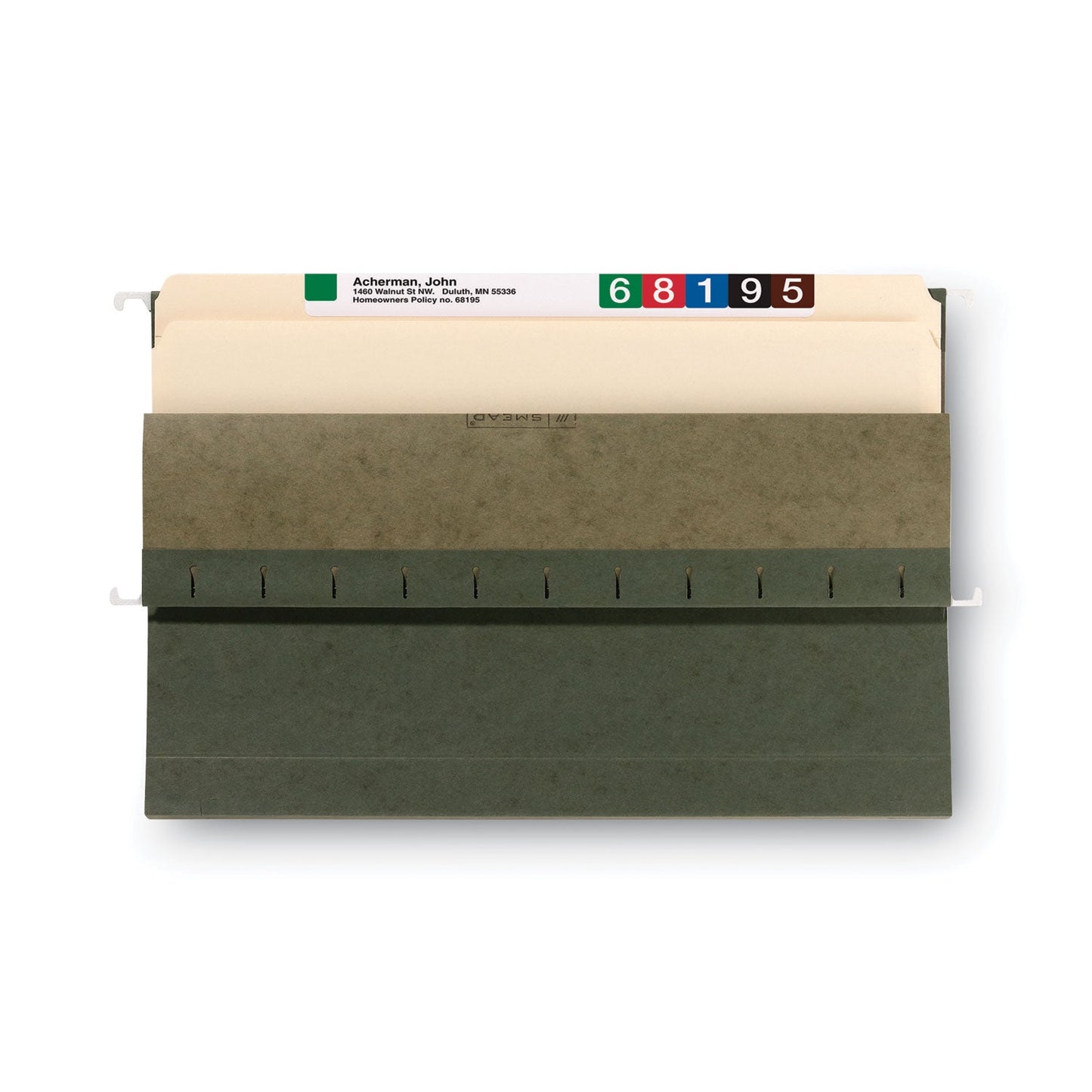 Smead Hanging Pockets with Full-Height Gusset, 1 Section, 1.75" Capacity, Legal Size, Standard Green, 25/Box