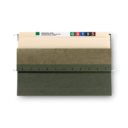 Smead Hanging Pockets with Full-Height Gusset, 1 Section, 1.75" Capacity, Legal Size, Standard Green, 25/Box