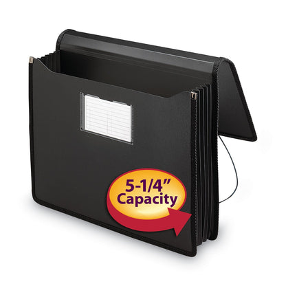 Smead Poly Premium Wallets, 5.25" Expansion, 1 Section, Elastic Cord Closure, Letter Size, Black
