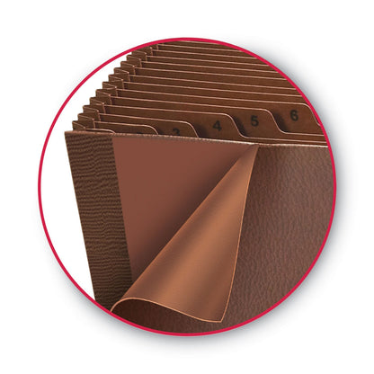 Smead TUFF Expanding Open-Top Stadium File, 31 Sections, 1/31-Cut Tabs, Legal Size, Redrope