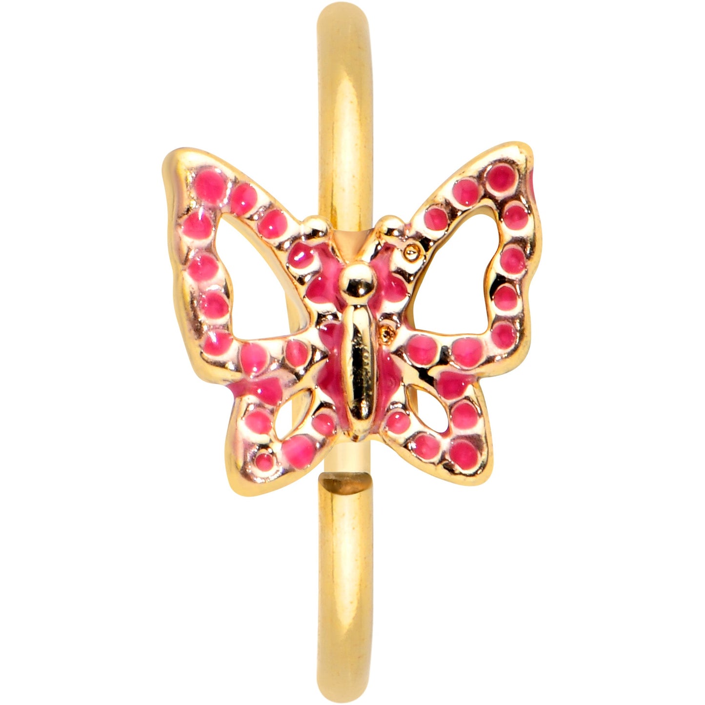 20G 5/16 Gold Tone Sweet Simple Butterfly Nose Hoop