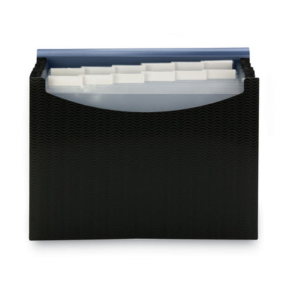 Smead 12-Pocket Poly Expanding File, 0.88" Expansion, 12 Sections, Cord/Hook Closure, 1/6-Cut Tabs, Letter Size, Black/Blue