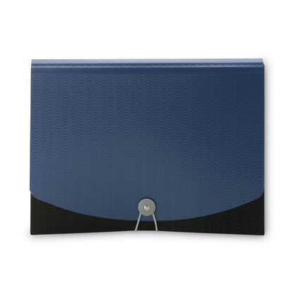 Smead 12-Pocket Poly Expanding File, 0.88" Expansion, 12 Sections, Cord/Hook Closure, 1/6-Cut Tabs, Letter Size, Black/Blue
