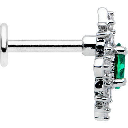 16G 1/4 Green Gem Ornate Art Deco Labret Monroe Tragus