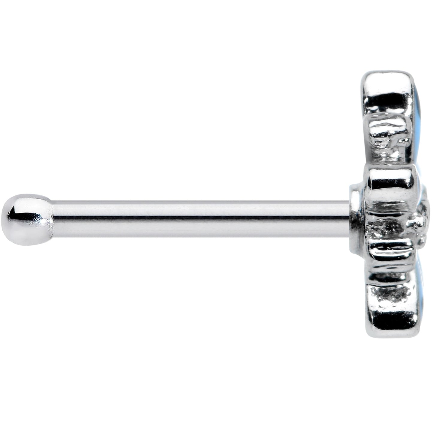 20G 7.5mm Snowflake Blues Christmas Nose Bone