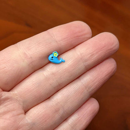 16G 1/4 Eyelash Blue Whale Flower Cartilage Tragus Earring