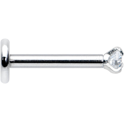 16G 5/16 Clear Gem 2mm Internally Threaded Labret Monroe Tragus
