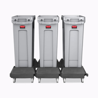 Rubbermaid Slim Jim Resin Trainable Dolly, 120 lb Capacity, 23.86 x 14.71 x 8.36, Black