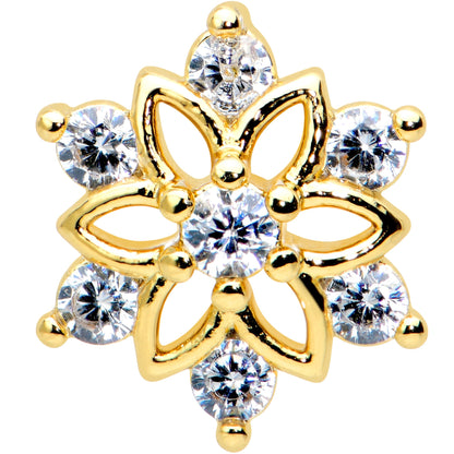16G 5/16 Clear Gem Gold Tone Flower Snowflake Christmas Labret Tragus