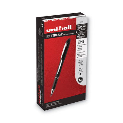 uniball Jetstream Stick Ballpoint Pen, Bold 1 mm, Black Ink, Black Barrel