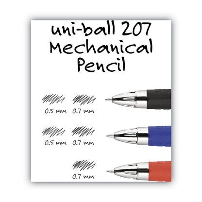 uniball 207 Mechanical Pencil, 0.7 mm, HB (#2), Black Lead, Black Barrel, Dozen