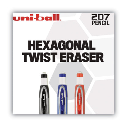 uniball 207 Mechanical Pencil, 0.7 mm, HB (#2), Black Lead, Black Barrel, Dozen