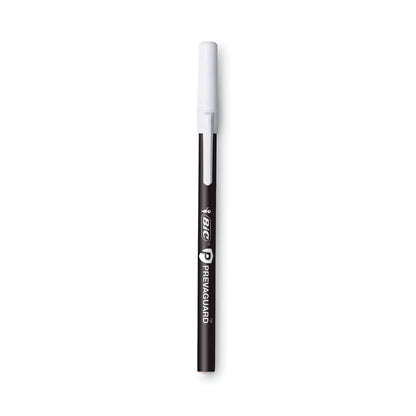 BIC PrevaGuard Ballpoint Pen, Stick, Medium 1 mm, Black Ink/Black Barrel, 8/Pack