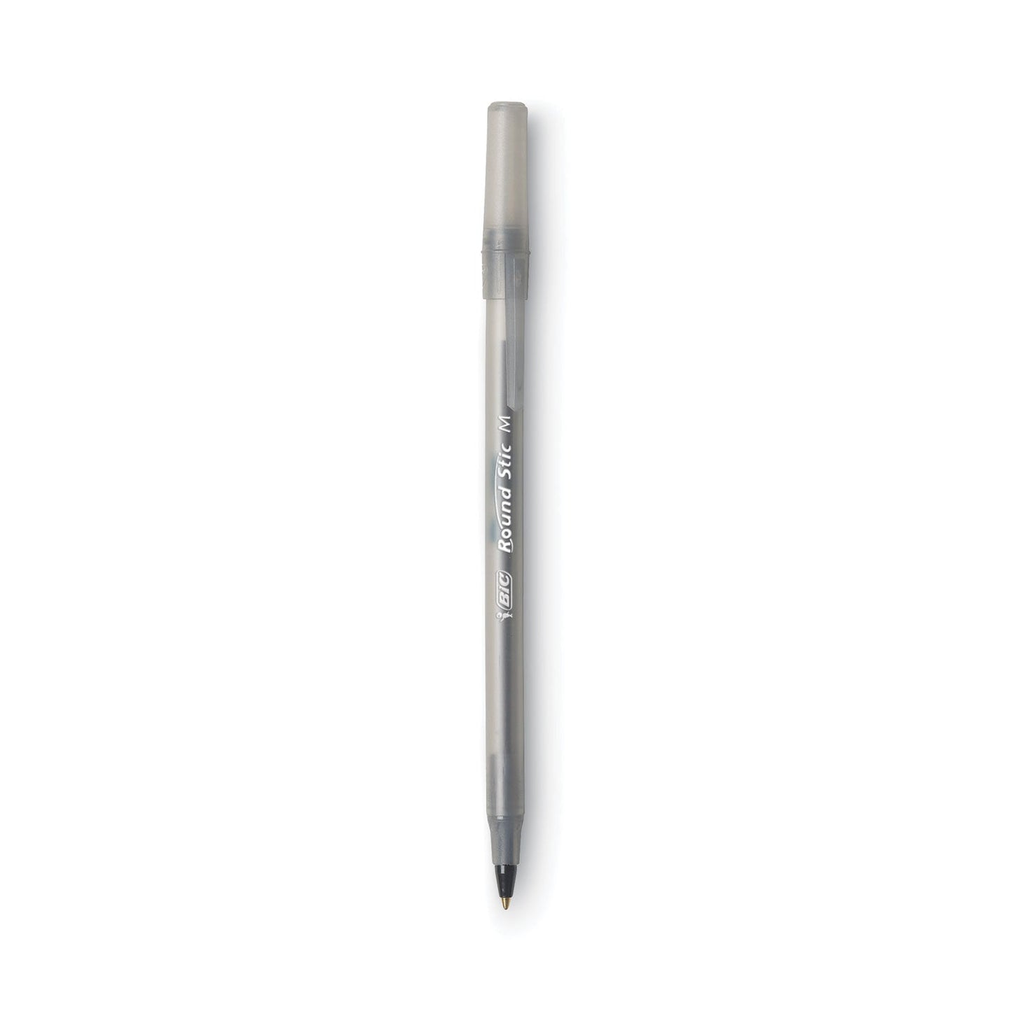 BIC Round Stic Xtra Life Ballpoint Pen Value Pack, Stick, Medium 1 mm, Black Ink, Smoke Barrel, 60/Box